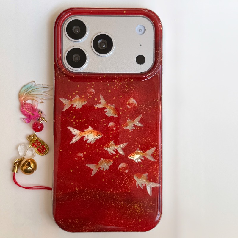 Phone Cases Redbubble - Lucky Red Glitter Goldfish & Bubble