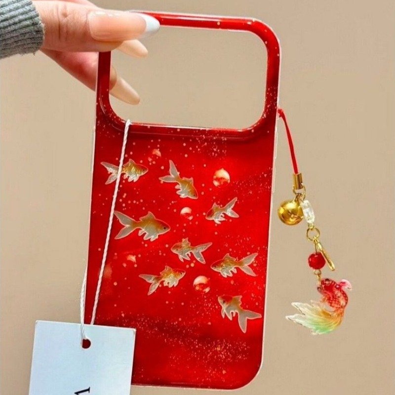 Phone Cases Redbubble - Lucky Red Glitter Goldfish & Bubble