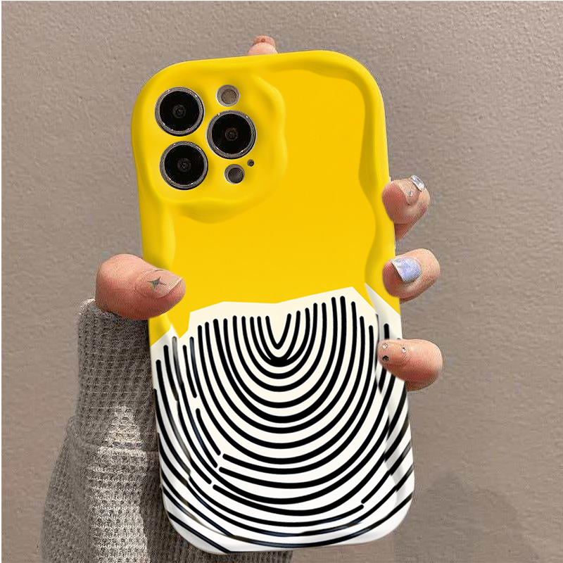 Phone Cases Arc - Black Arc Pattern on Yellow Background,