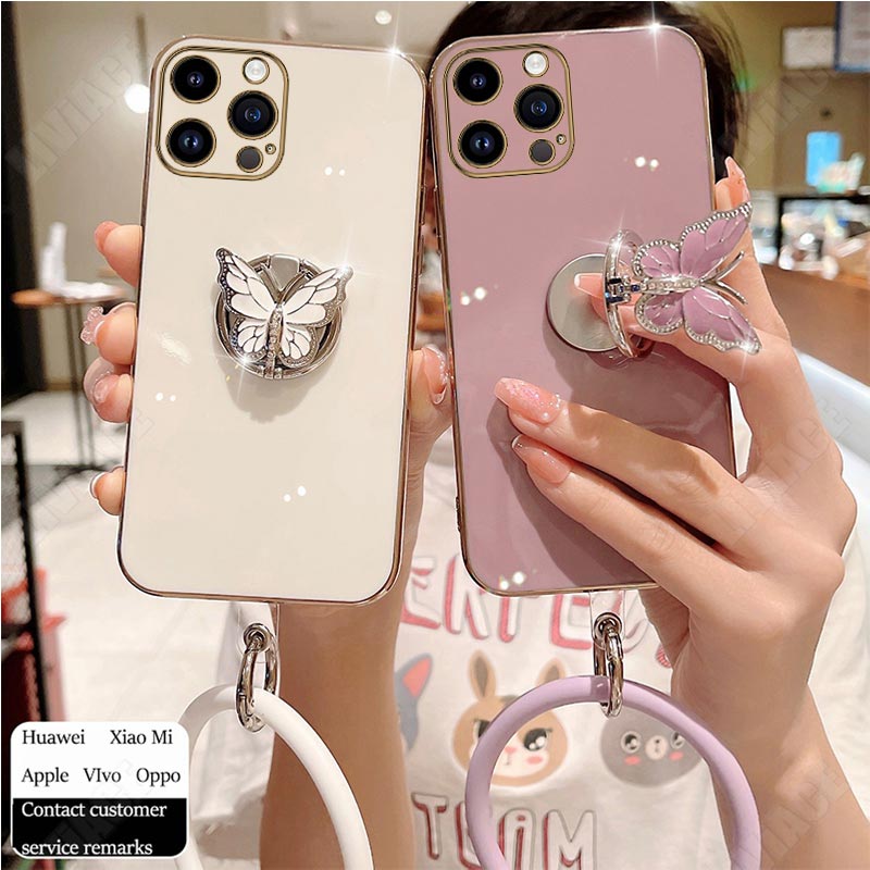 Phone Cases Arc - Butterfly Ring Holder Strap Case For