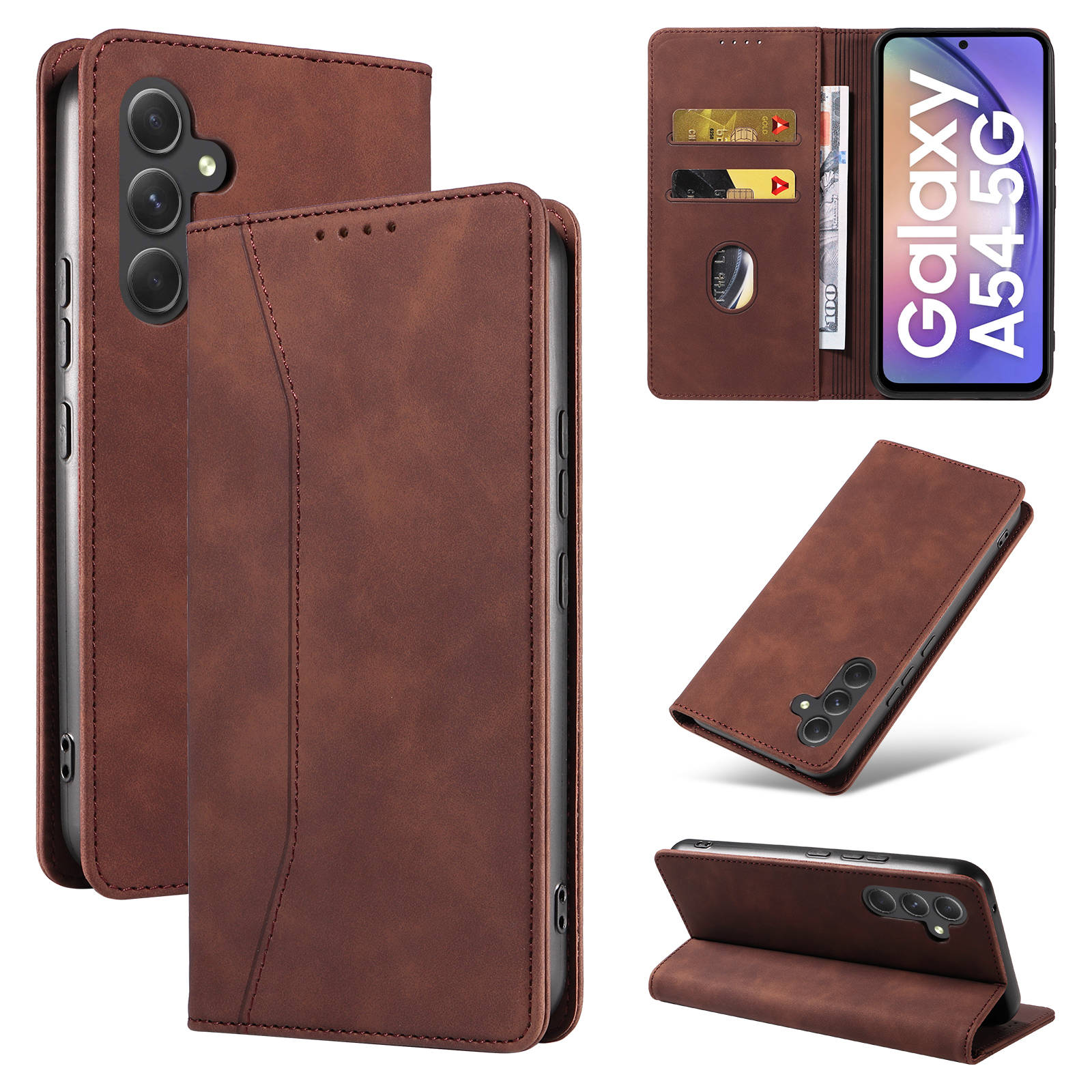 Leather Folio Wallet Case - Flip Wallet Case for Samsung Galaxy