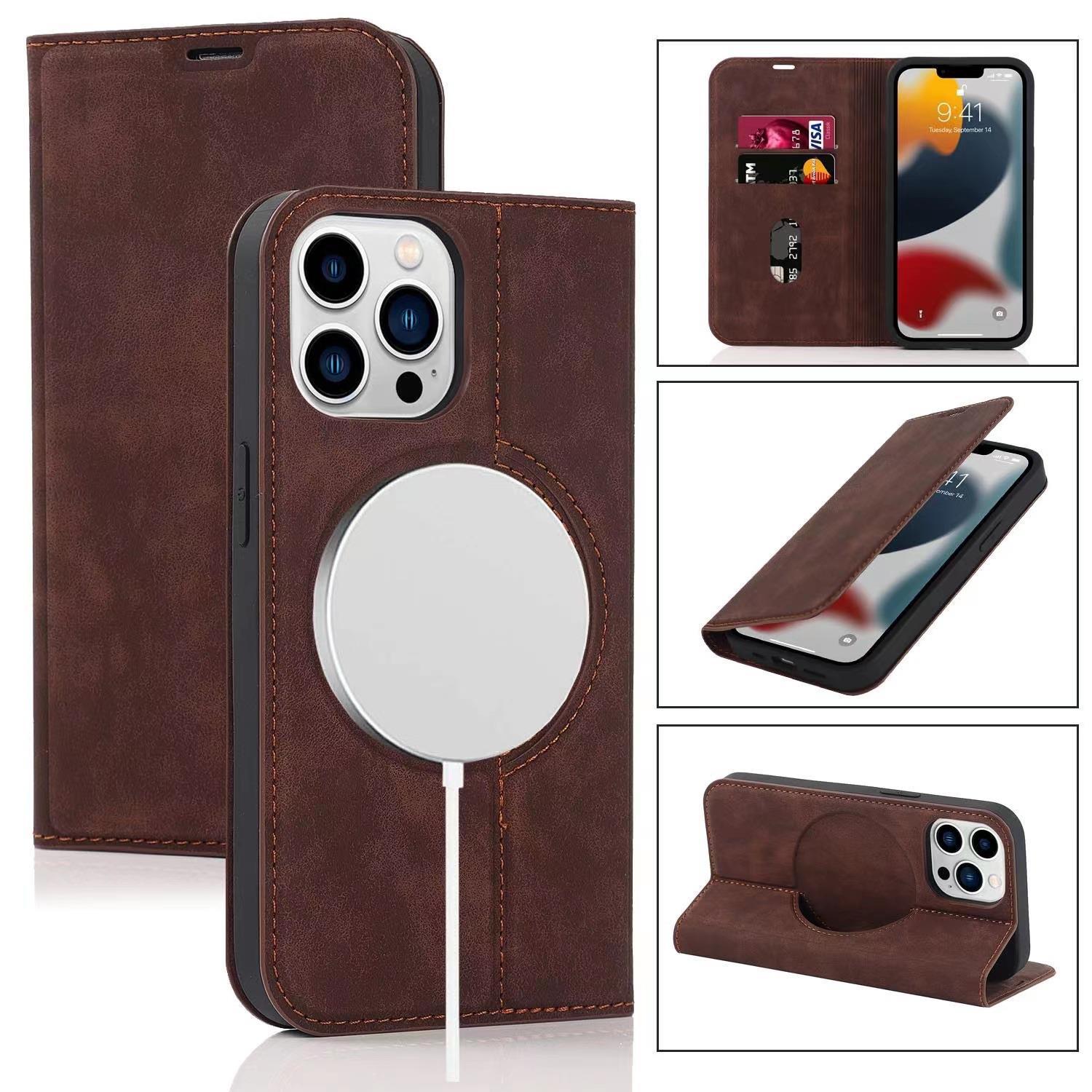 Leather Folio Wallet Case - For Magsafe Wallet Leather Flip Case
