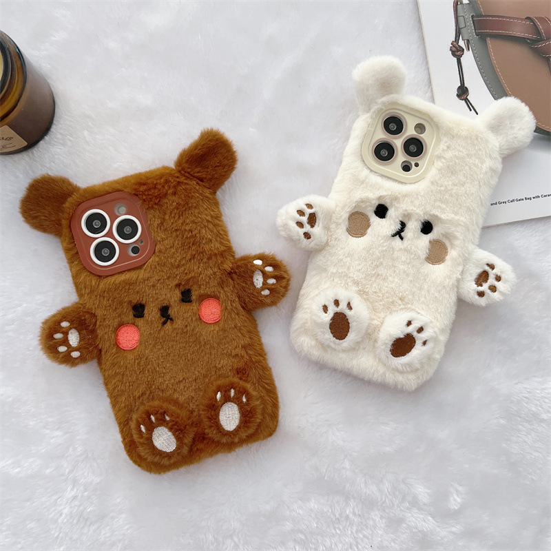 Korean 3D Cartoon Bear Fluffy  - Phone Cases Iphone 12 review and price