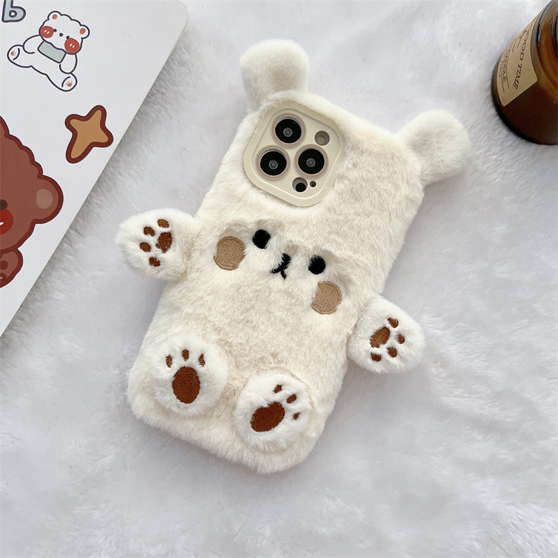 Korean 3D Cartoon Bear Fluffy  - Phone Cases Iphone 12 review and price