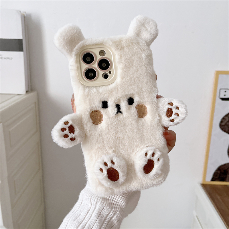 Korean 3D Cartoon Bear Fluffy  - Phone Cases Iphone 12 review and price