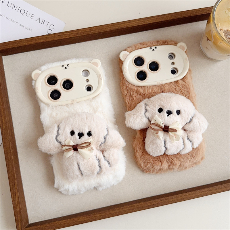 3D Cartoon Bowknot Puppy Warm  - Phone Cases Iphone 12 review and price