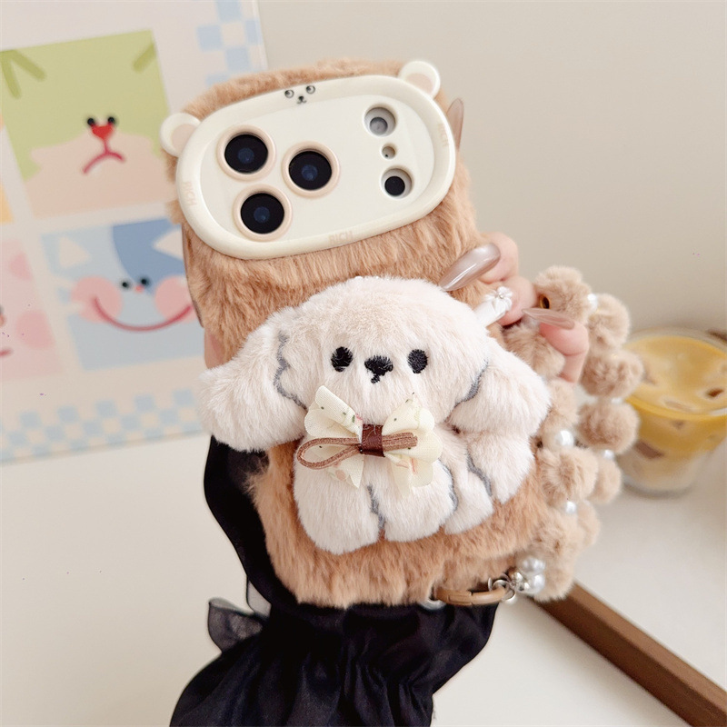 3D Cartoon Bowknot Puppy Warm  - Phone Cases Iphone 12 review and price