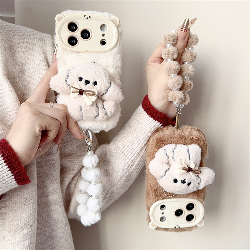 3D Cartoon Bowknot Puppy Warm  - Phone Cases Iphone 12 review and price