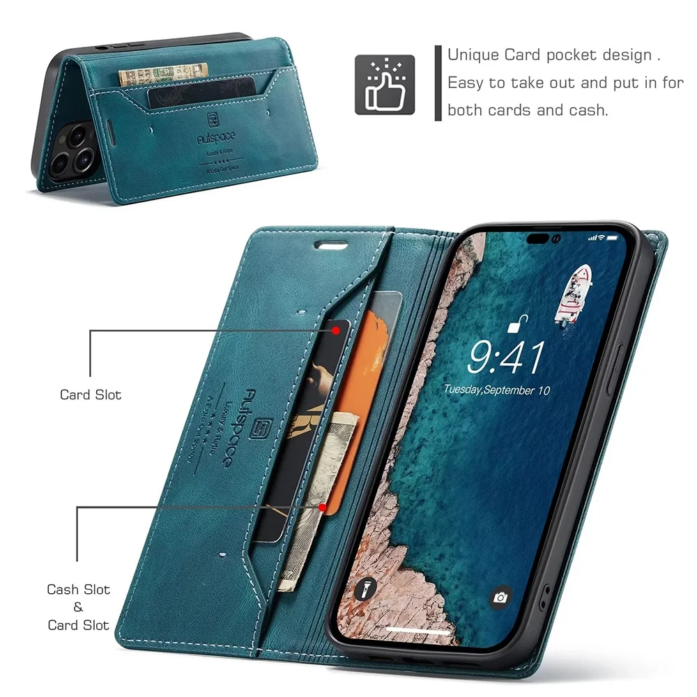 Leather Cases for IPhone 16 15 - Leather Folio Wallet Case review and price