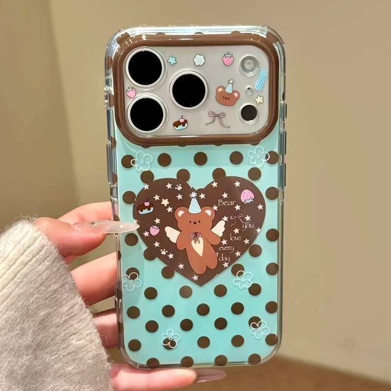 Brown Polka Dot Heart Bear Pat - Phone Cases Brown review and price