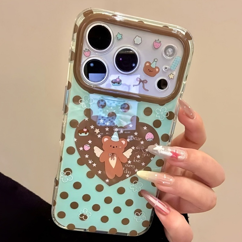 Brown Polka Dot Heart Bear Pat - Phone Cases Brown review and price